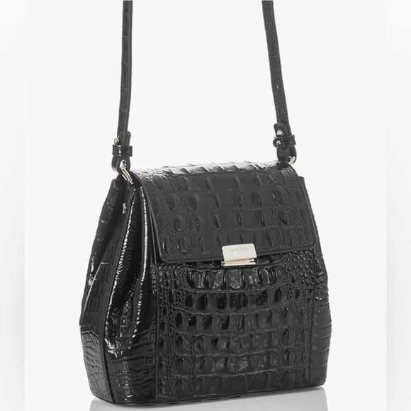 Brahmin Elegant Black patent leather Crocodile-Embossed Crossbody Bag - Picture 2 of 14